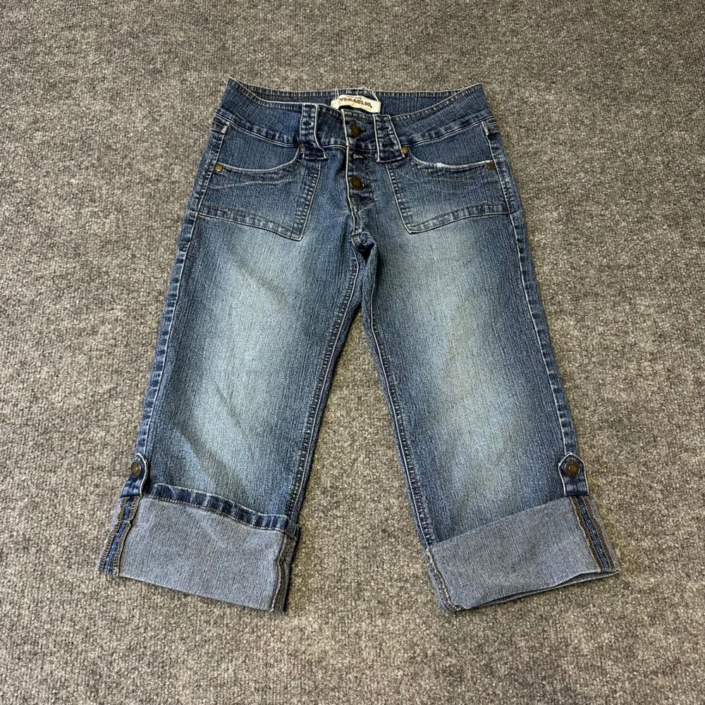 Hydraulic Capri Jeans Womens Size 7/8 Blue Denim Y2K Low Rise Cuffed Button Fly